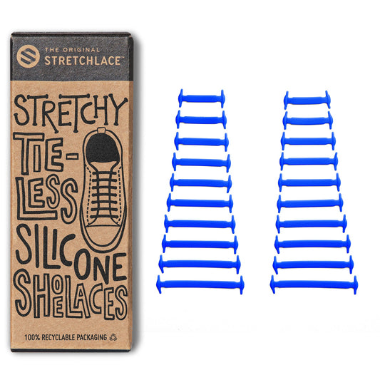 Blue Stretchy Tieless Silicone Elastic Shoelaces | 20 Straps