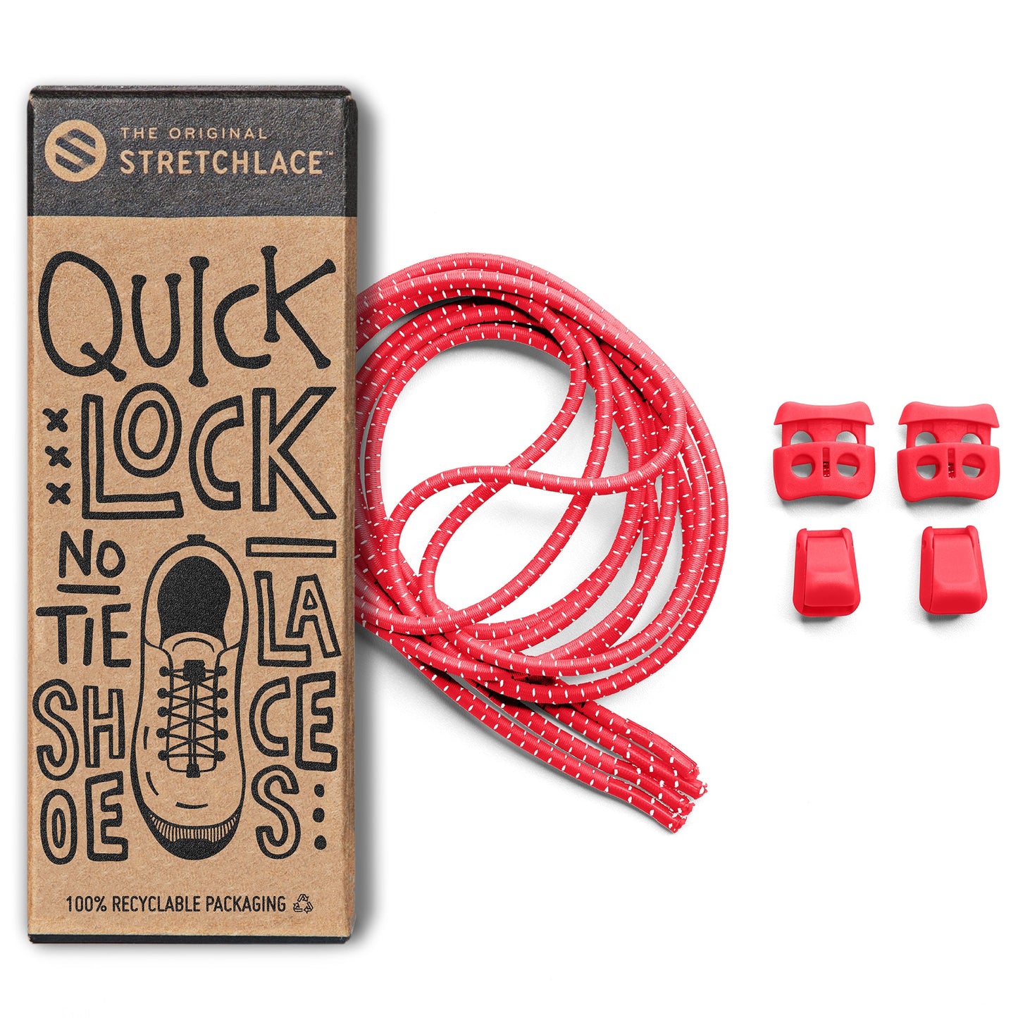 White Quick Lock No Tie Elastic Shoelaces