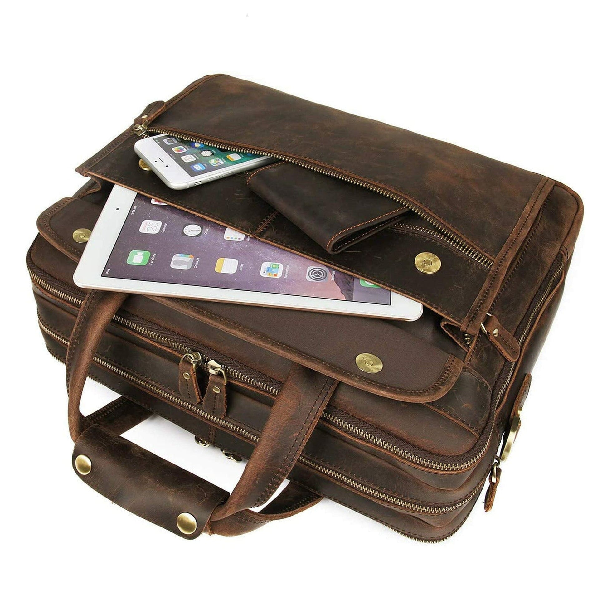 Crazy Horse Leather Briefcase - Concordia Style Boutique