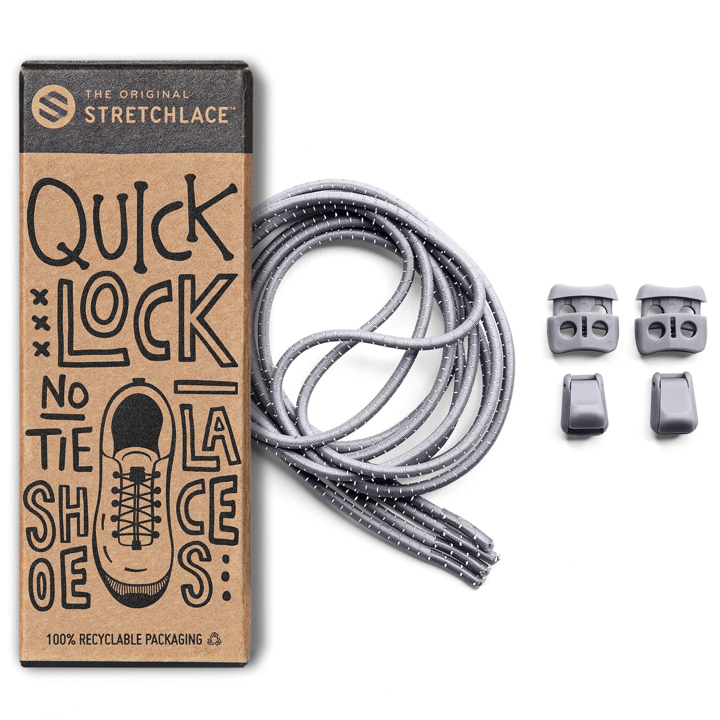 White Quick Lock No Tie Elastic Shoelaces