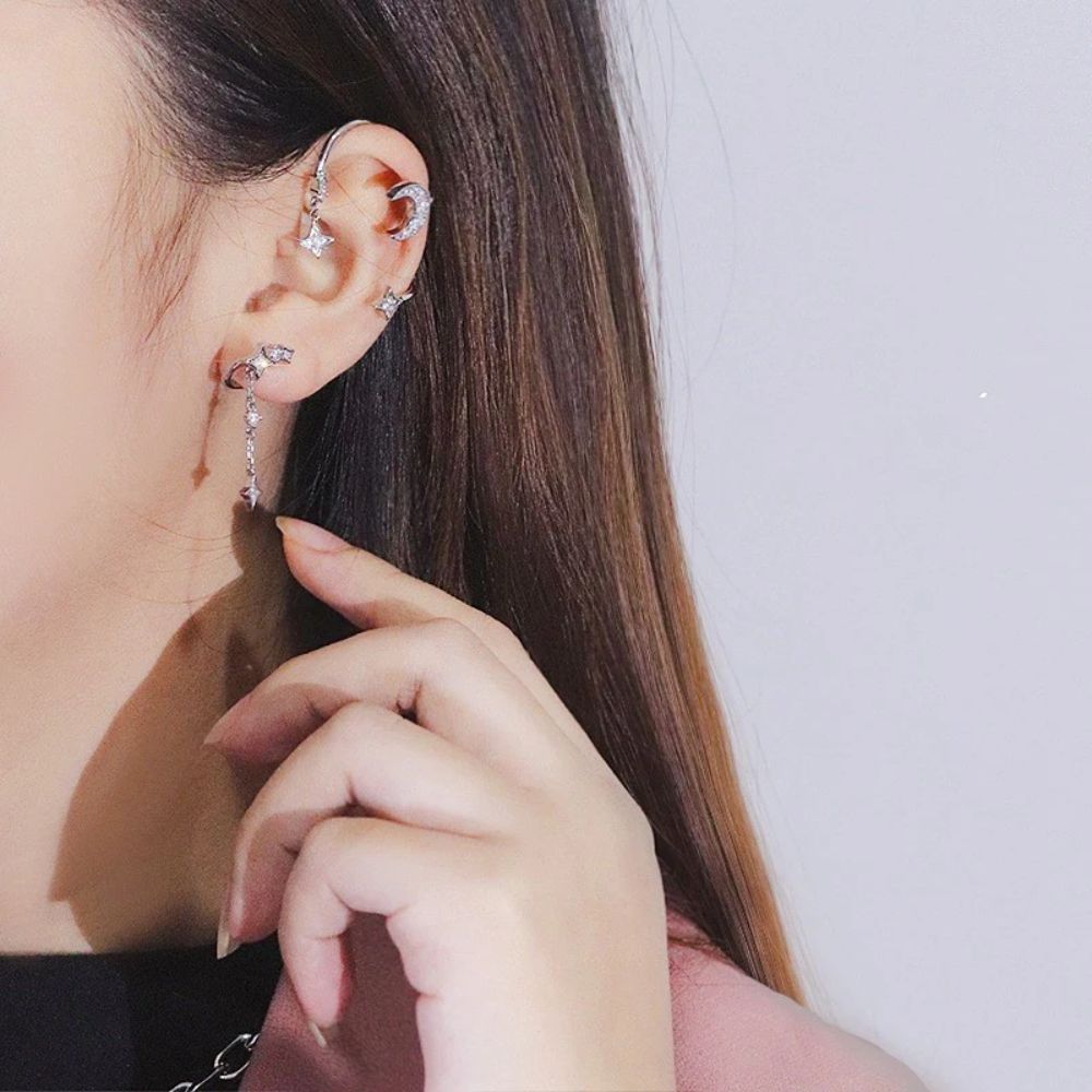 CELESTIAL MOON & STAR EAR CUFFS (PAIR) - Concordia Style Boutique