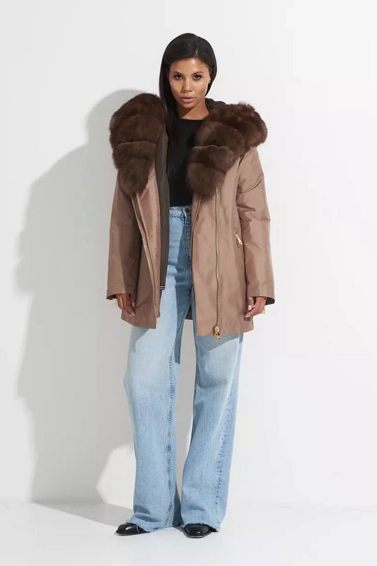 Genuine Polar Fox Fur Trim Rabbit Fur Insulated Parka