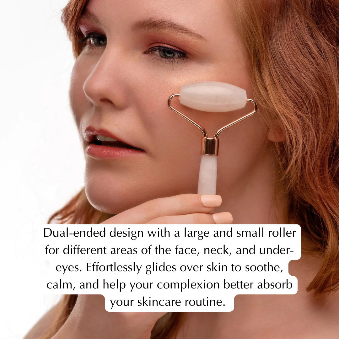 Genuine Rose Quartz Roller - Massage for Skin Tightening and Firming - Concordia Style Boutique