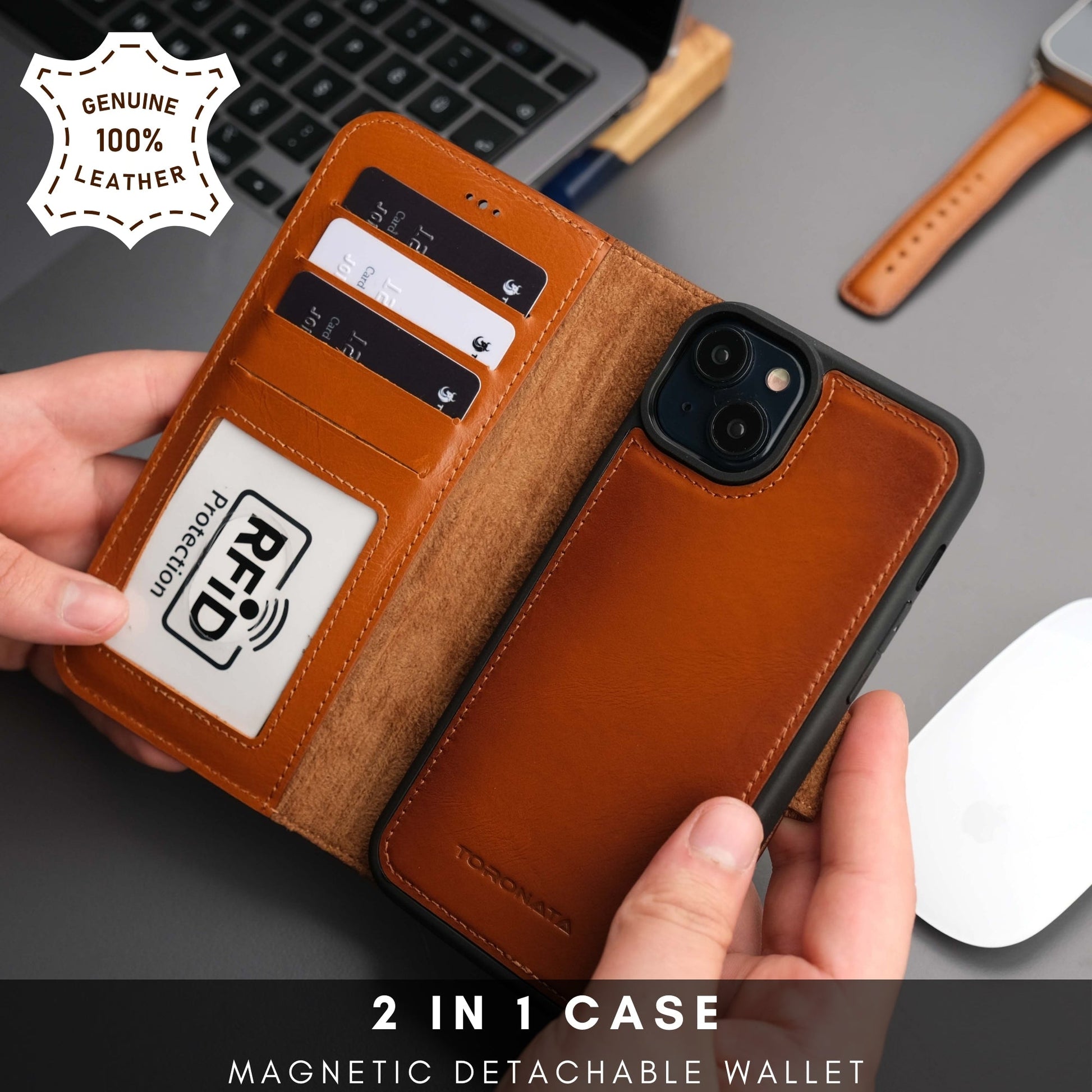 Casper Leather iPhone 15 Wallet Case | Detachable MagSafe Compatible RFID Protection - Concordia Style Boutique