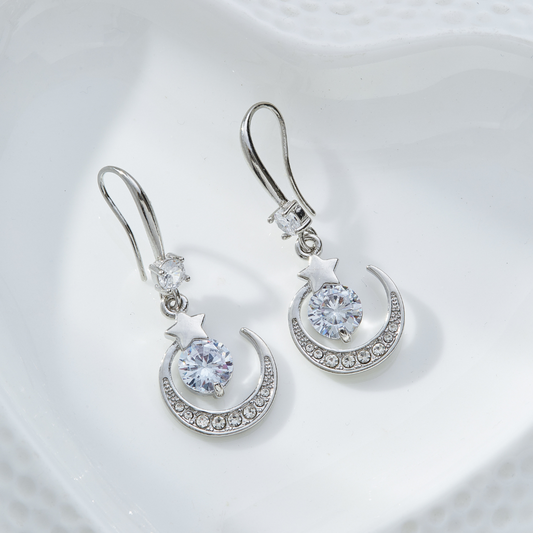 SILVERY MOONSTONE EARRINGS (PAIR) - Concordia Style Boutique