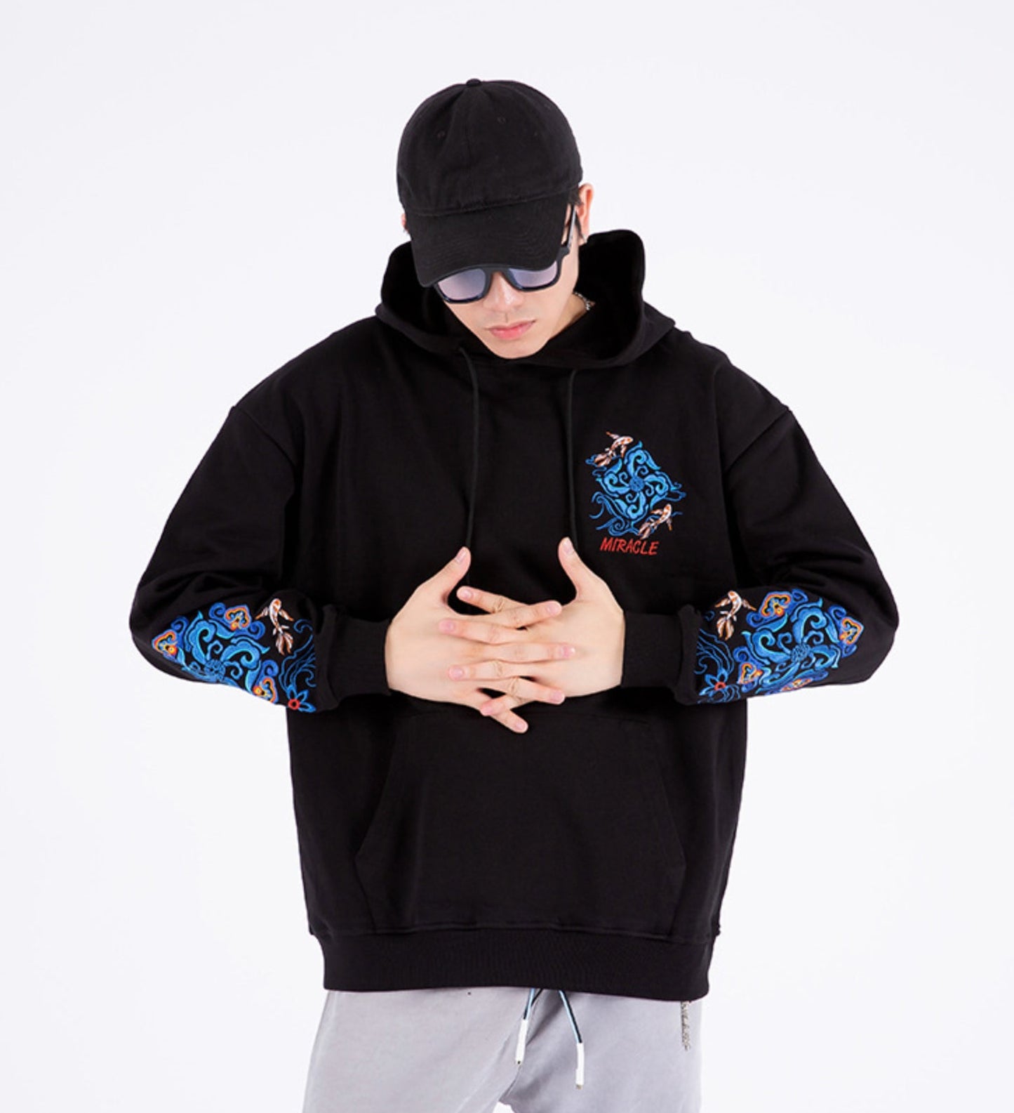 KH9201 Fish Art Embroidery Hoodie - Concordia Style Boutique
