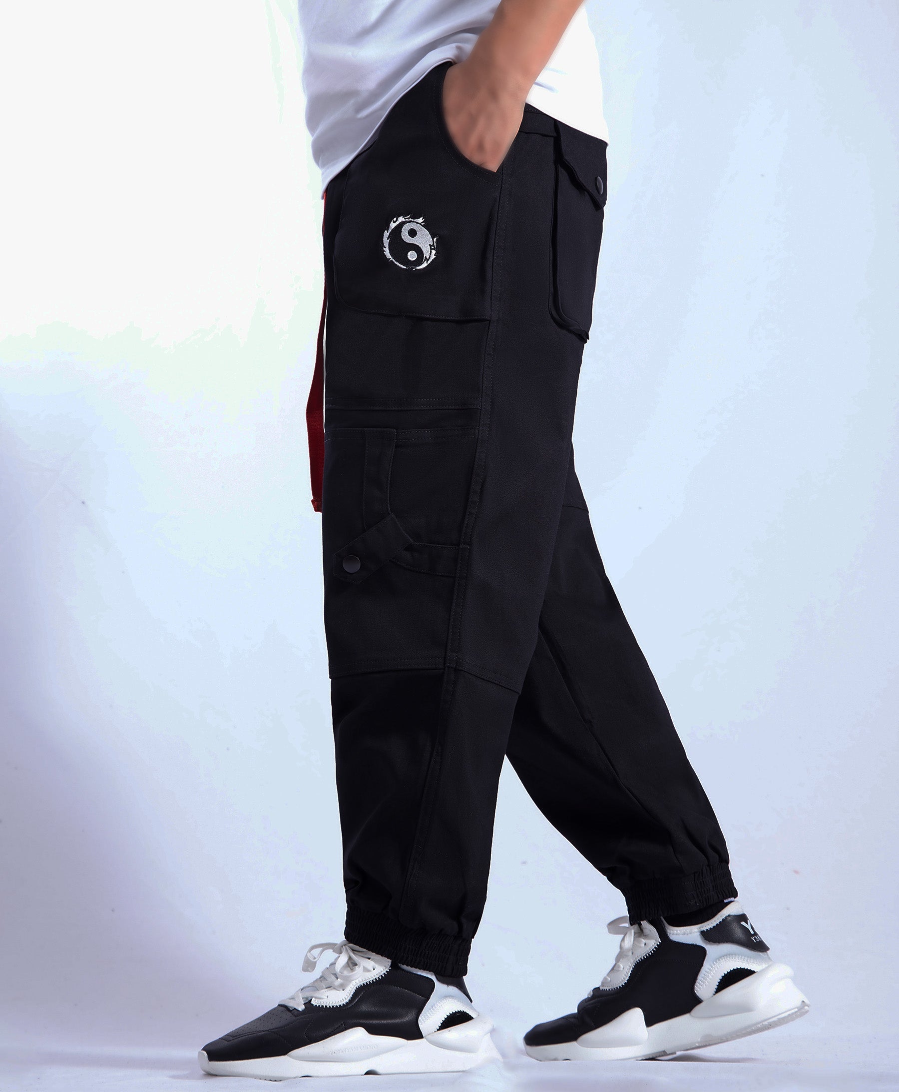 IBP332 Yin Yang Black Cargo Pants - Concordia Style Boutique