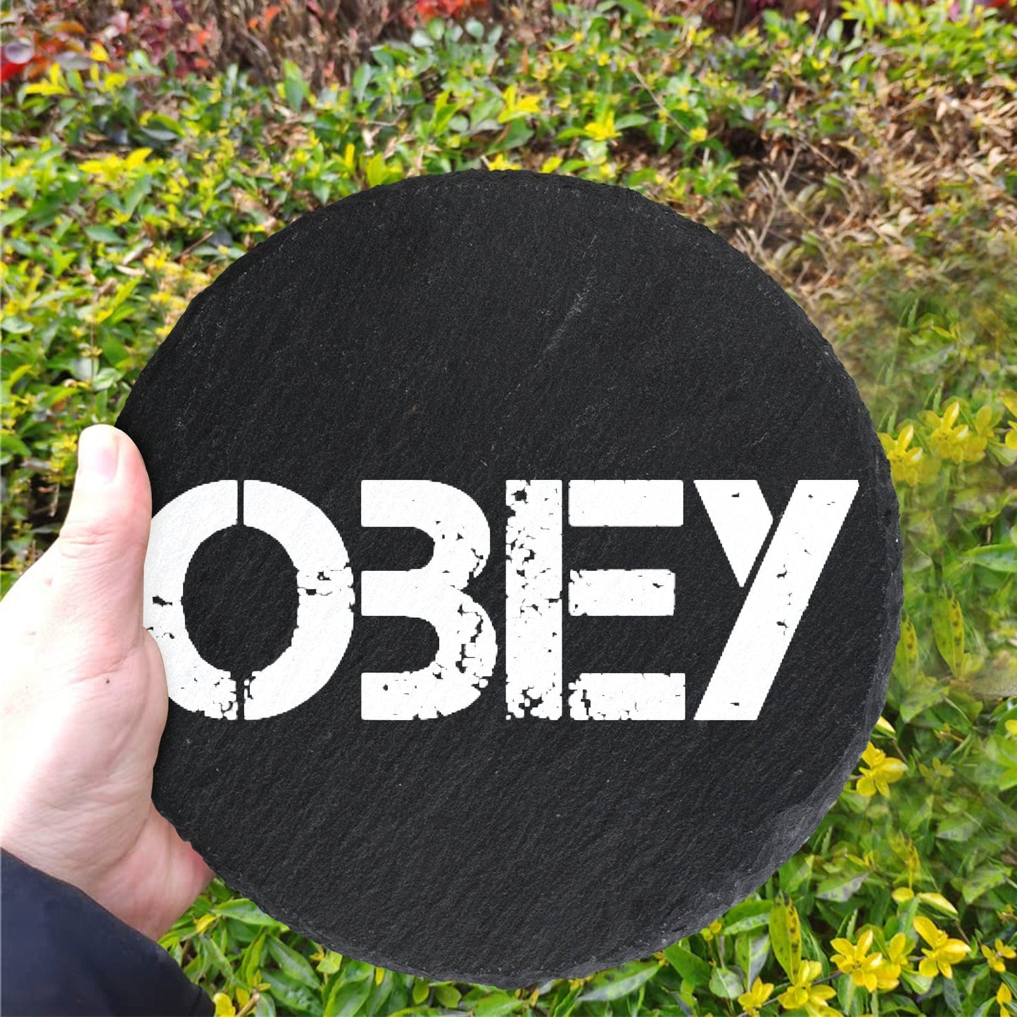 "Obey" Round Memorial Stone - Premium Pet Memorial Stone (Round) from Concordia Style Boutique - Just $36.78! Shop now at Concordia Style Boutique