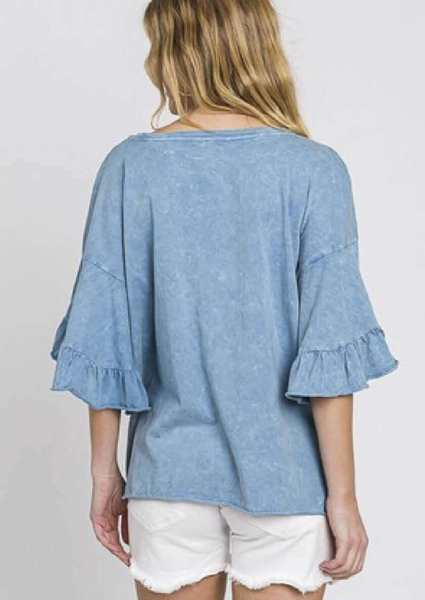 Tulip Sleeve Mineral Washed Tee Made in USA - Concordia Style Boutique