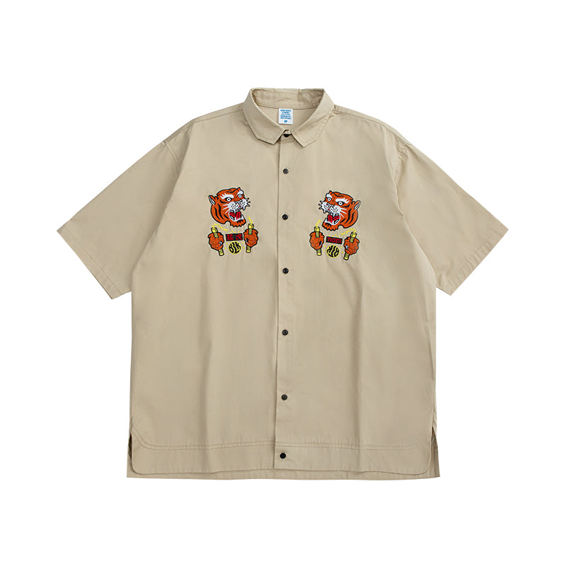 Tiger Warrior Embroidery Shirt - Concordia Style Boutique