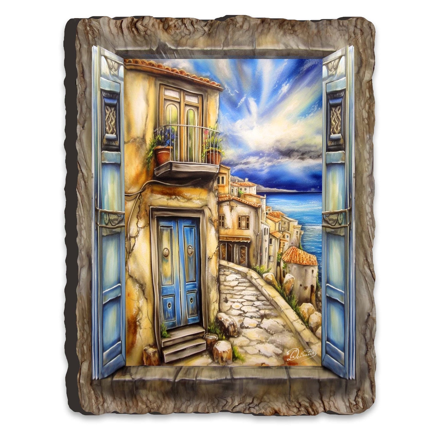 Coastal Town Window View Wall Art by G. DeBrekht Coastal Decor - 8492102W