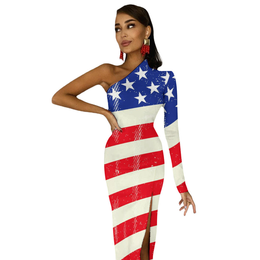 Half Sleeve Slit Dress - "USA" - Premium Half Sleeve Slit Dress from Concordia Style Boutique - Just $43.13! Shop now at Concordia Style Boutique