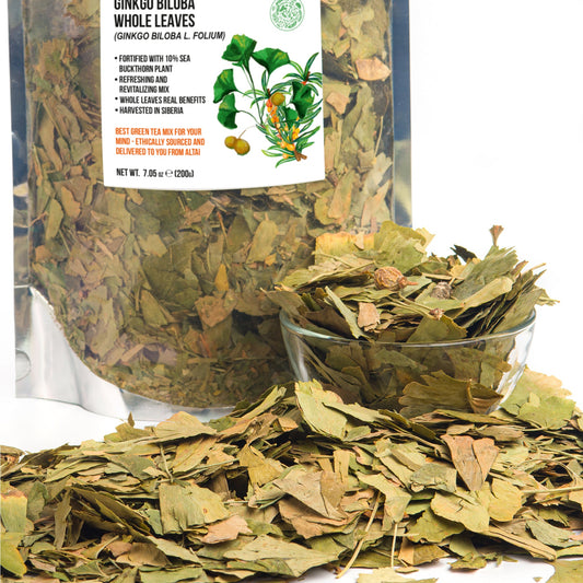 Organic Ginkgo Leaf Tea – 200g Premium Ginkgo Biloba Leaves with Sea Buckthorn - Concordia Style Boutique