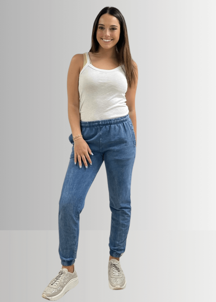 All Day French Terry Pocket Joggers Dark Denim - Concordia Style Boutique