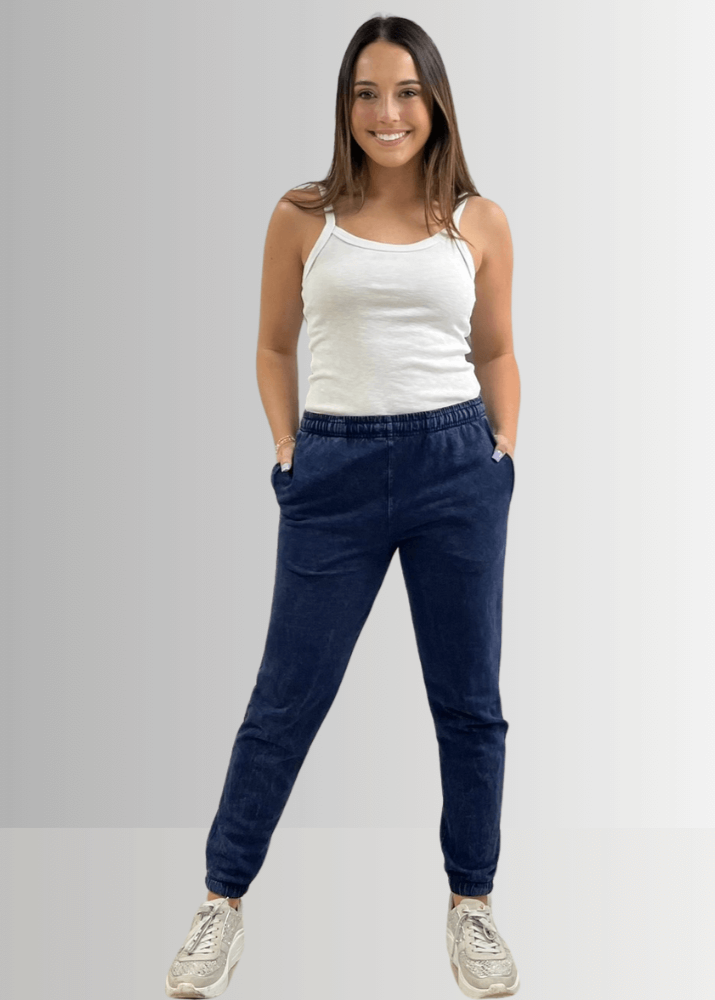 All Day French Terry Pocket Joggers Dark Denim - Concordia Style Boutique