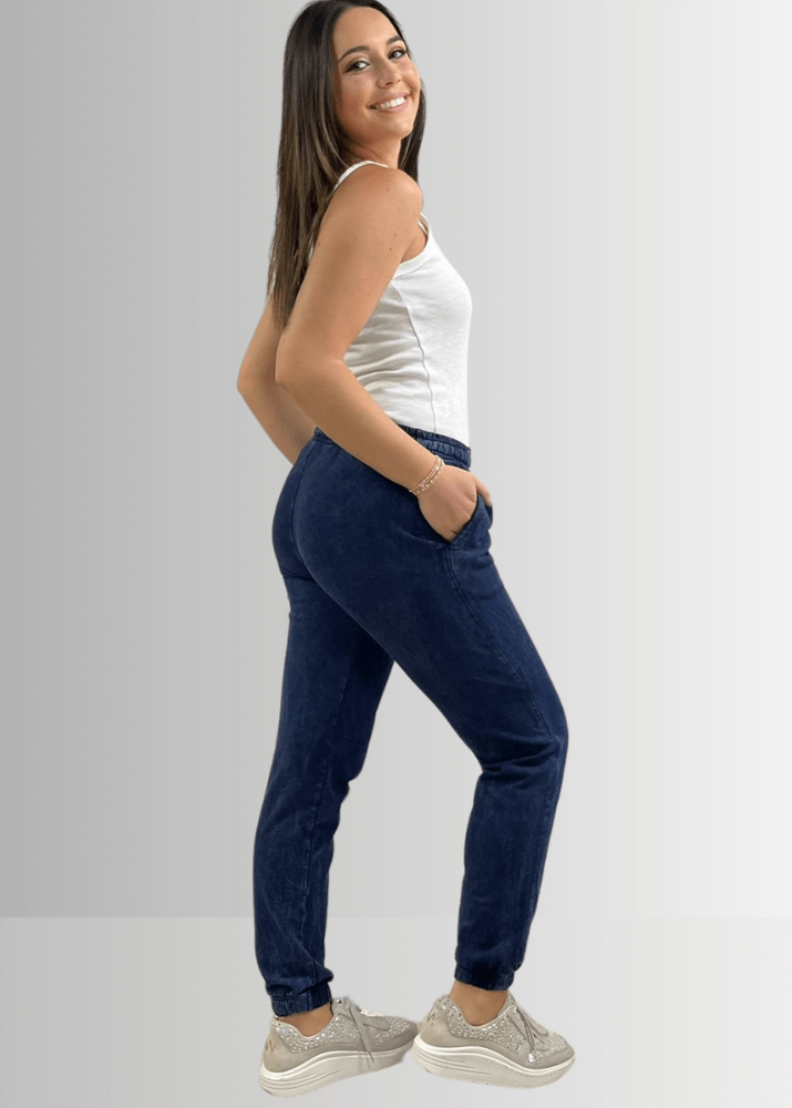 All Day French Terry Pocket Joggers Dark Denim - Concordia Style Boutique