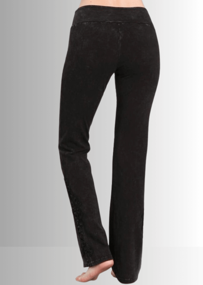 Mineral Washed Bootcut Jeggings Crochet DetaiL - Concordia Style Boutique