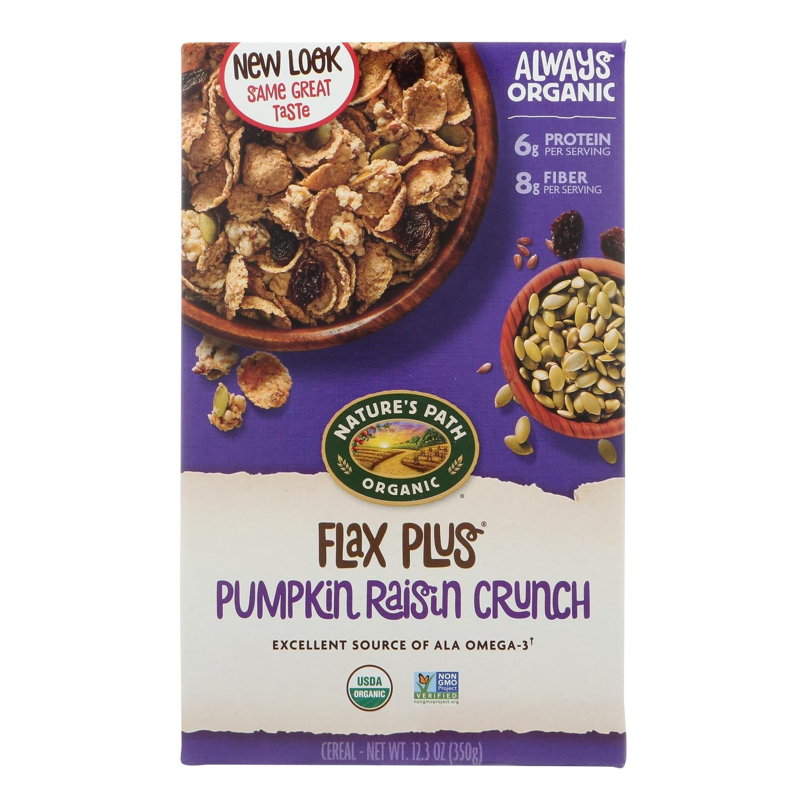 Nature's Path Organic Flax Plus Pumpkin Raisin Crunch Cereal, Wholesome Breakfast Option, 12.35 Oz, Pack of 12 - Concordia Style Boutique