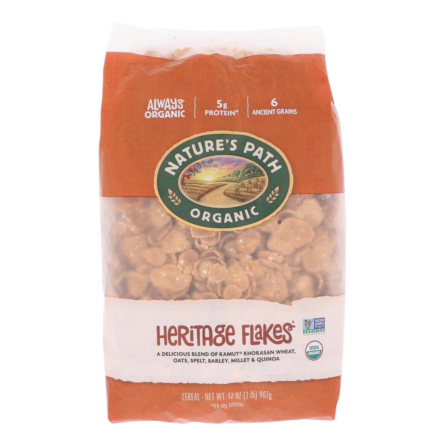Nature's Path Organic Heritage Flakes Cereal (Pack of 6 - 32 Oz.): 100% Whole Grain Goodness - Concordia Style Boutique