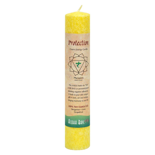 Aloha Bay Chakra Pillar Candle - Protection, Yellow, 1 Lb - Concordia Style Boutique