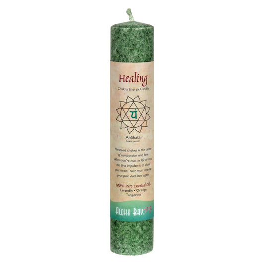 Aloha Bay Green Chakra Pillar Candle - Pack of 8 - Concordia Style Boutique