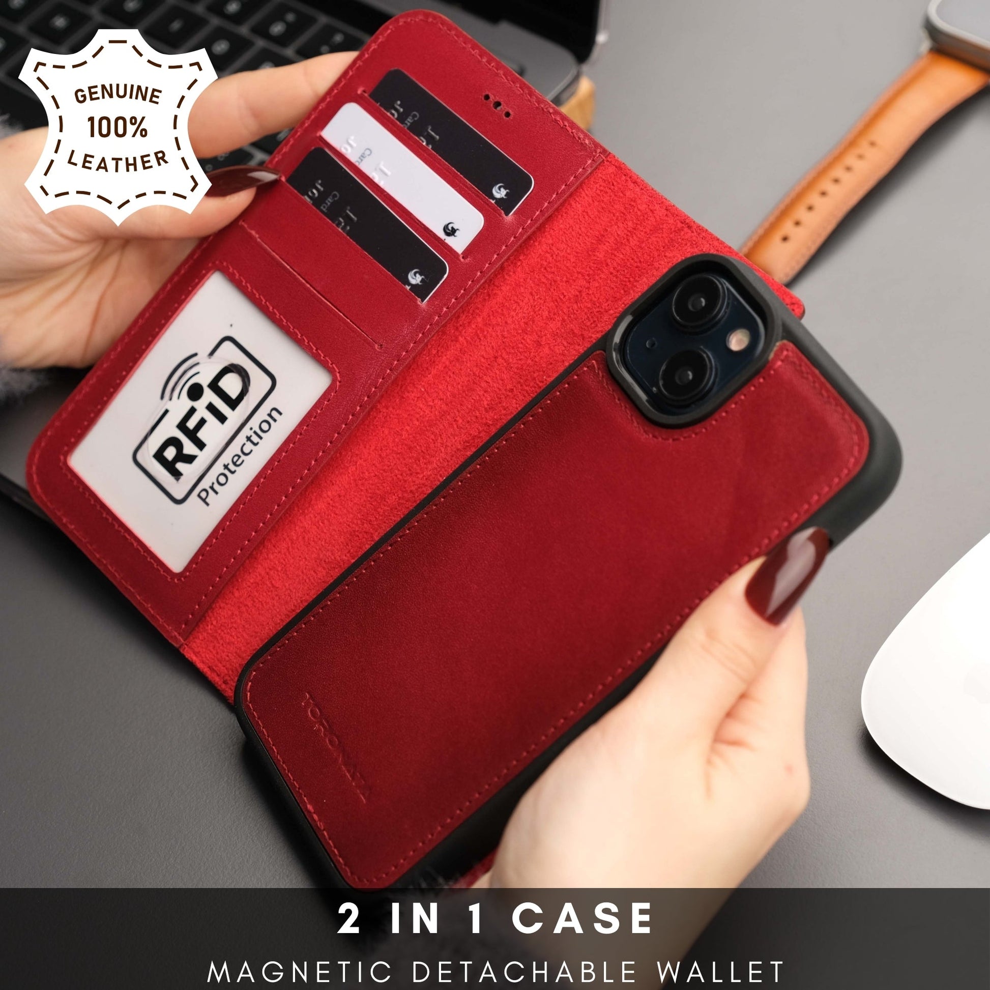 Casper Leather iPhone 15 Wallet Case | Detachable MagSafe Compatible RFID Protection - Concordia Style Boutique