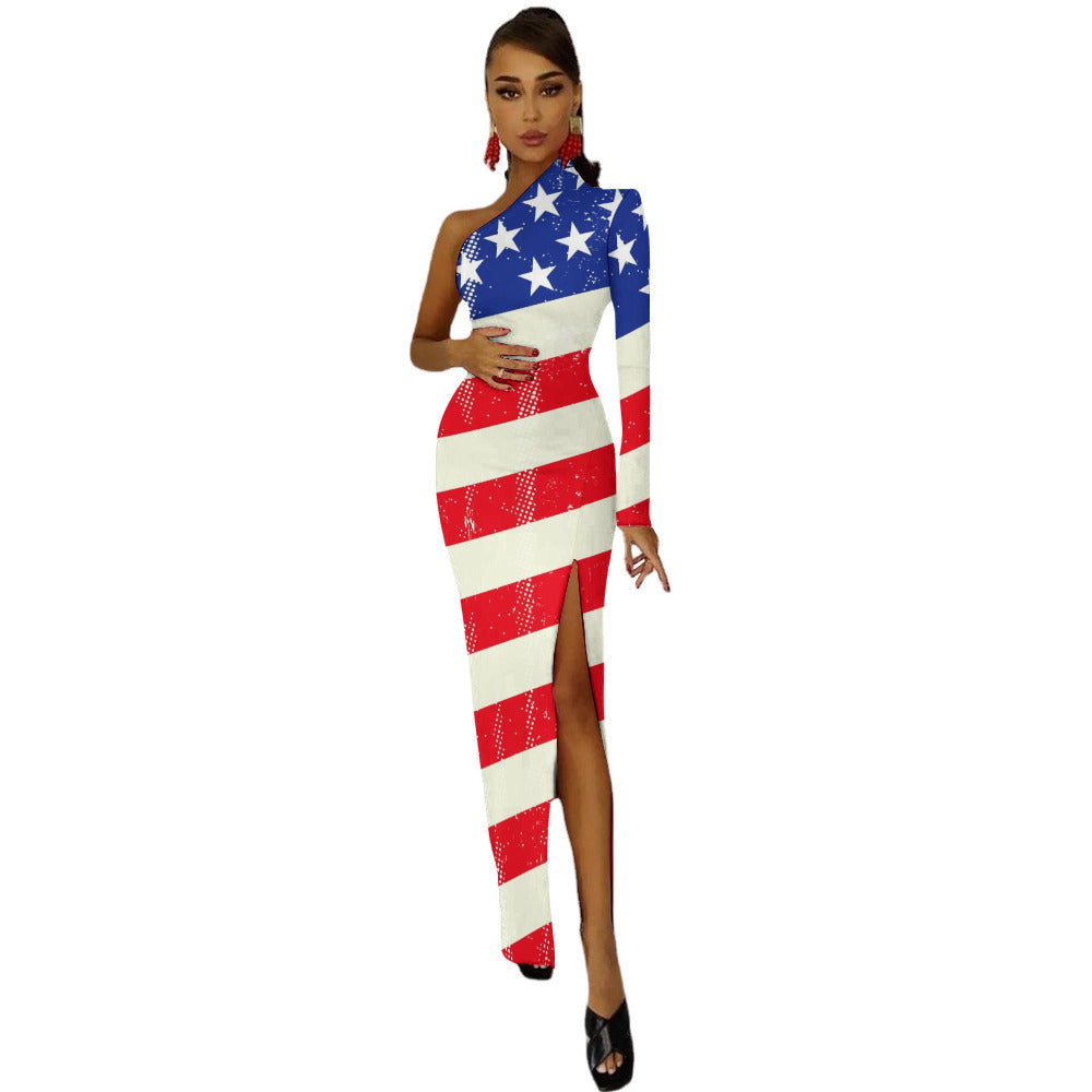 Half Sleeve Slit Dress - "USA" - Premium Half Sleeve Slit Dress from Concordia Style Boutique - Just $43.13! Shop now at Concordia Style Boutique