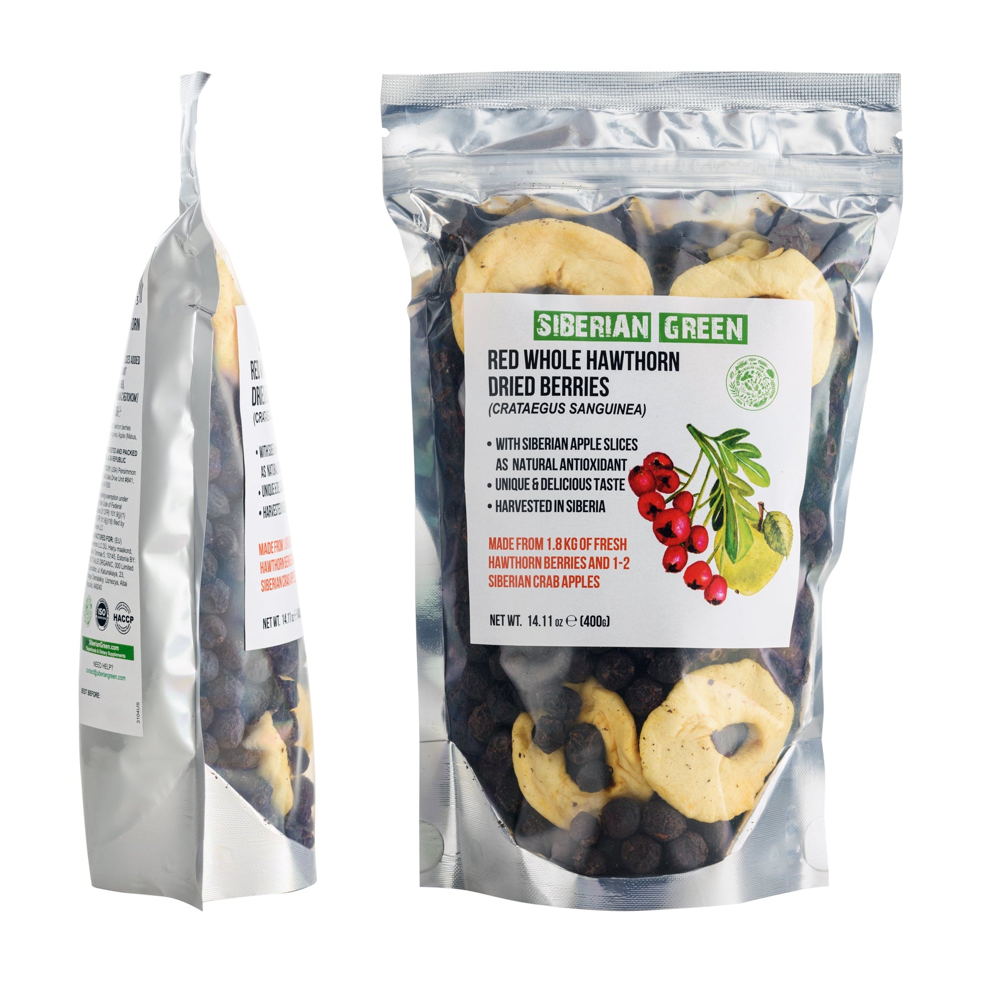 Premium Wild-Harvested Dried Red Hawthorn Berries with Apple Slices. 100% Natural & Nutrient Rich, 400g - Concordia Style Boutique