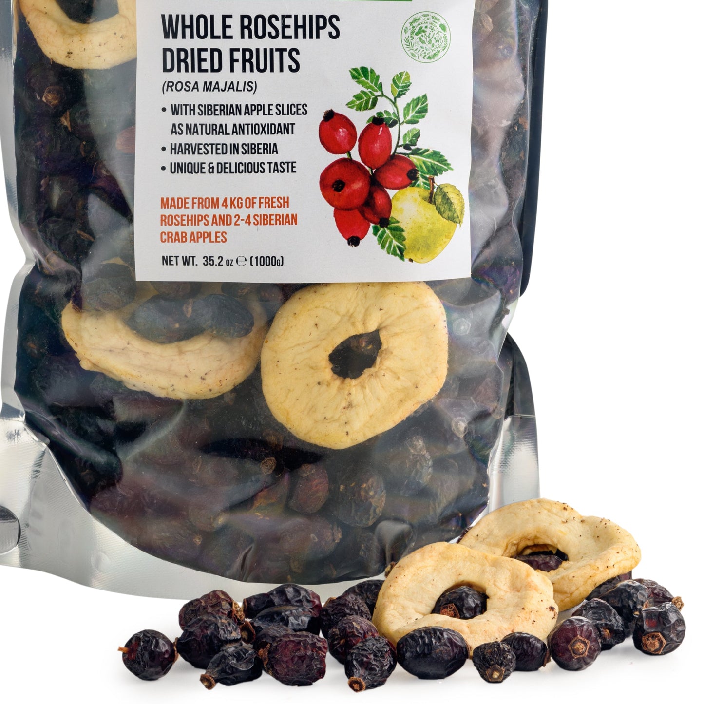 Antioxidant-Rich Superfood: Premium Dried Rose Hips with Apple Slices - Concordia Style Boutique