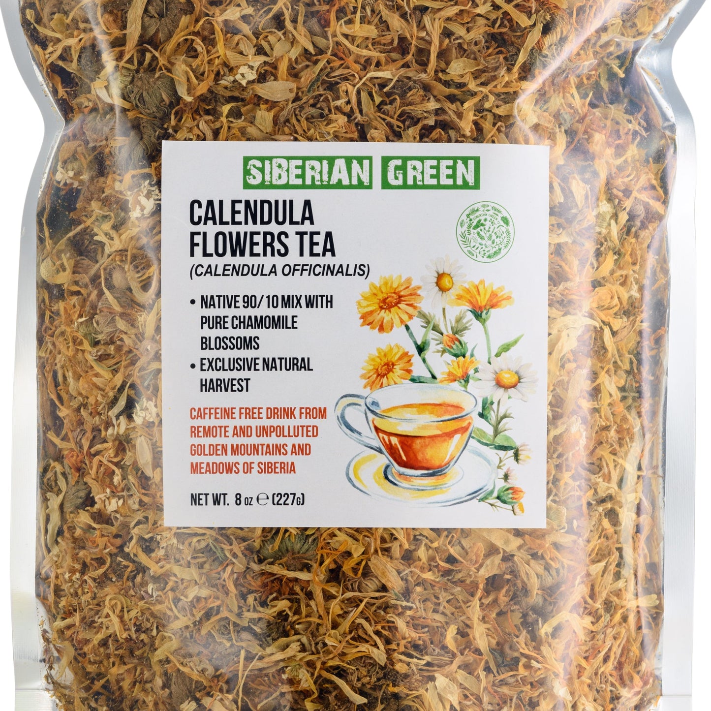 Siberian Green Calendula & Chamomile Tea – Wild Harvested Caffeine-Free (227g / 8 oz) - Concordia Style Boutique
