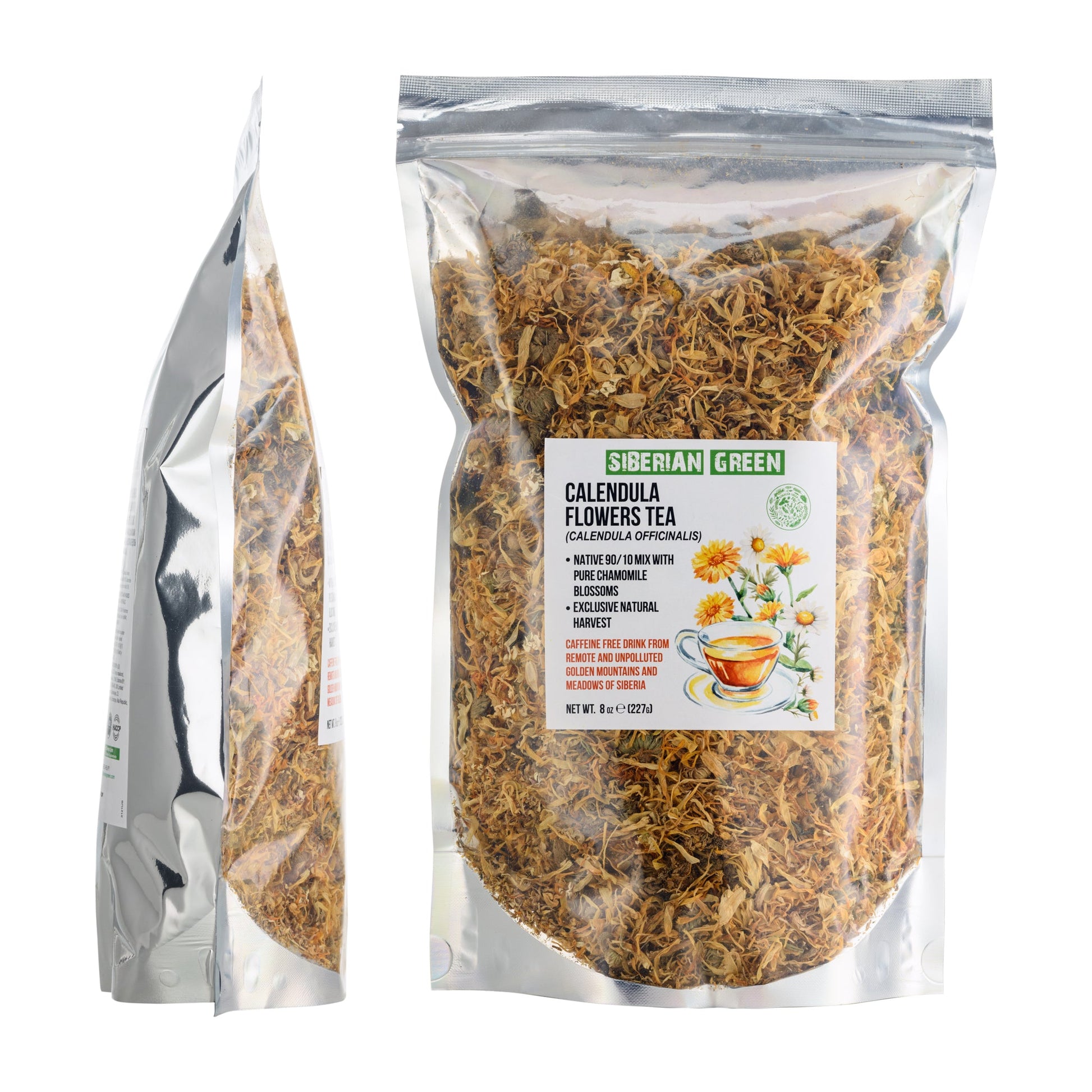 Siberian Green Calendula & Chamomile Tea – Wild Harvested Caffeine-Free (227g / 8 oz) - Concordia Style Boutique