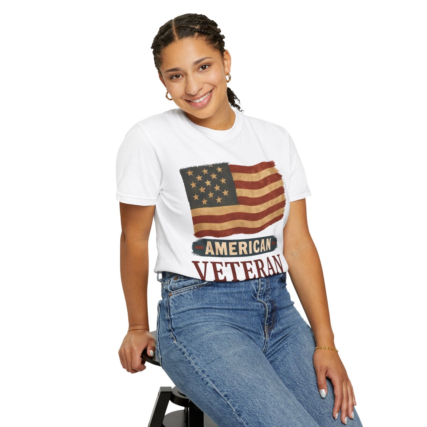 American Veteran Unisex Garment-Dyed T-shirt, Patriotic Tee, Military Appreciation, Veterans Day Gift, Casual Wear, Comfortable Style