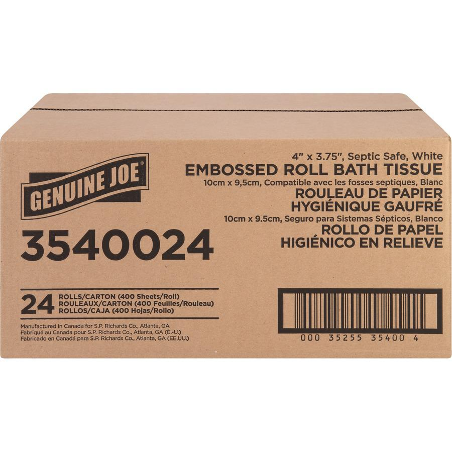 Genuine Joe 2-ply Bath Tissue Rolls - 2 Ply - 4" x 3.75" - 400 Sheets/Roll - White - Perforated, Absorbent, Soft, Sewer-safe, Septic Safe - For Bathroom, Restroom - 24 / Carton - Premium Bath Tissue Rolls from Concordia Style Boutique - Just $55.21! Shop now at Concordia Style Boutique