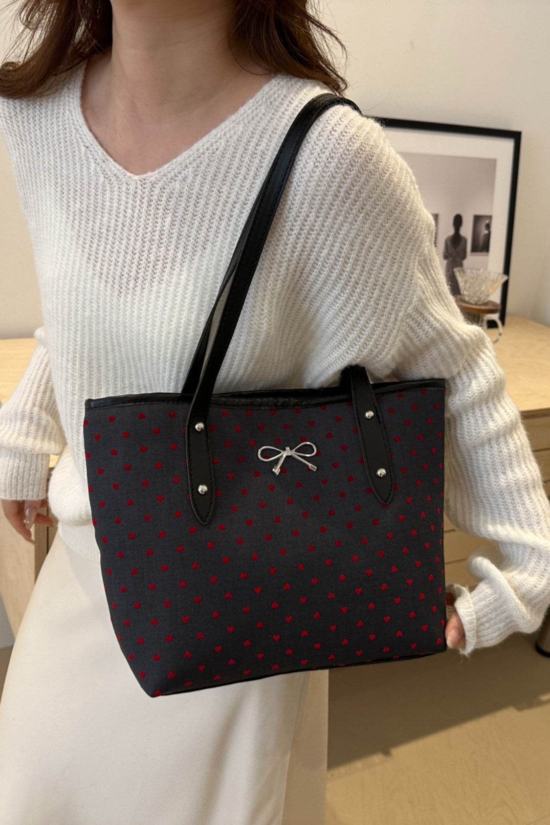 Bow Trim Polyester Tote Bag - Concordia Style Boutique