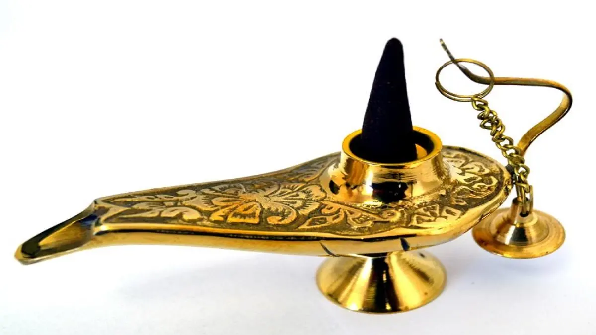 Mini  Brass Genie cone Burner and  Lamp -5" - Premium Mini Brass Genie cone Burner and Lamp from Concordia Style Boutique - Just $35.77! Shop now at Concordia Style Boutique