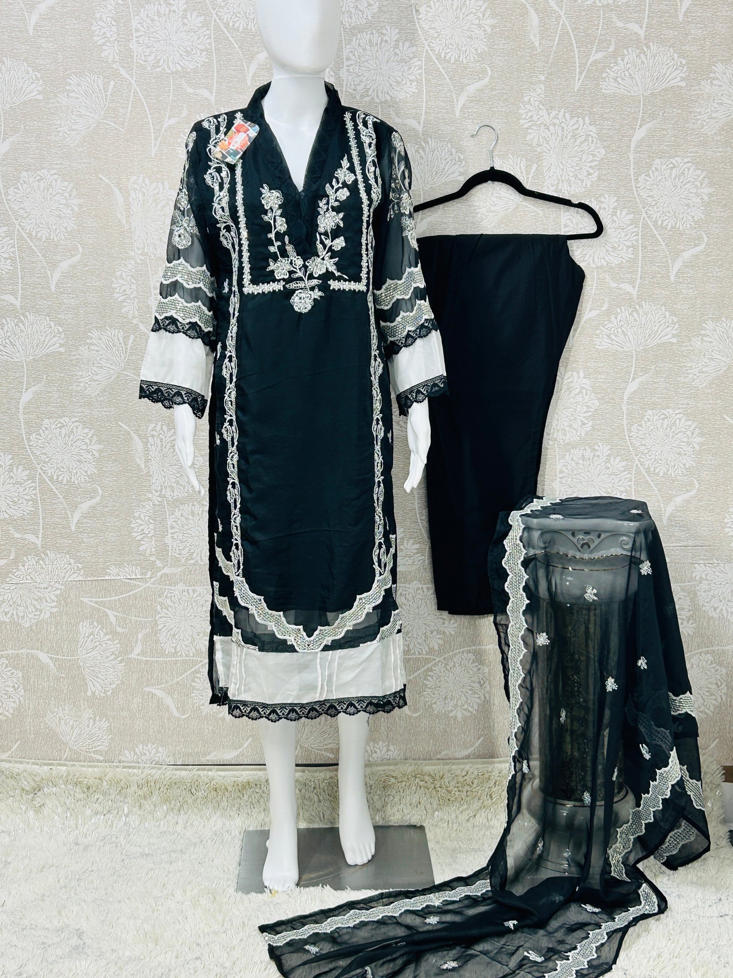 Chanderi silk salwar kameez set : SALE