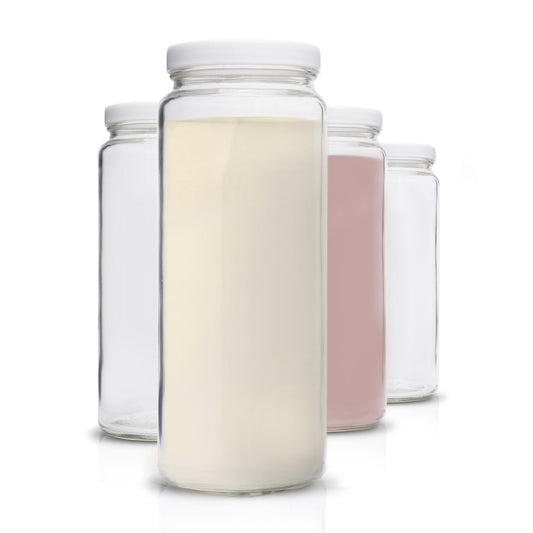 Original Series Extra Large Glass Bottles w/ White Lids, 32 oz