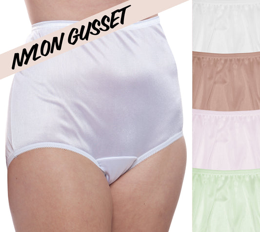 NYLON GUSSET Plain Jane/331 4 Pack: Mocha/Seafoam/White/Lilac - Concordia Style Boutique
