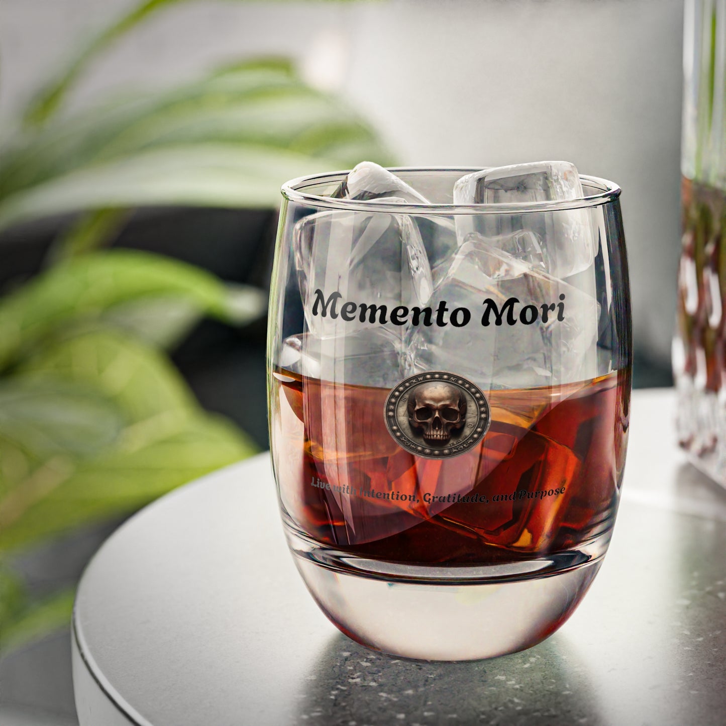 "Memento Mori" Whiskey Glass - "Live with Intention, Gratitude, and Purpose" - Premium Mug from Concordia Style Boutique - Just $22.93! Shop now at Concordia Style Boutique