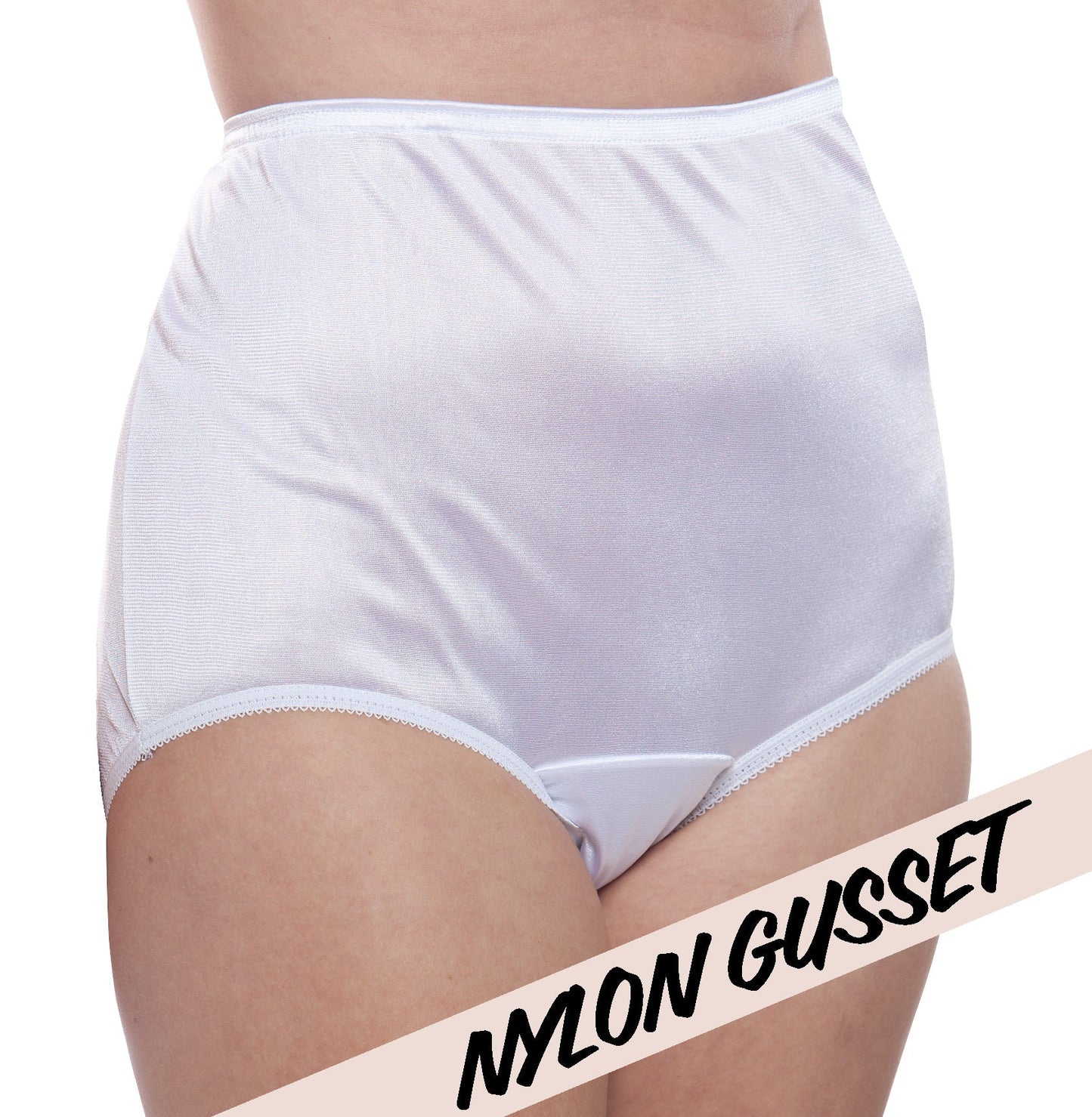 NYLON GUSSET Plain Jane/331 4 Pack: White - Concordia Style Boutique