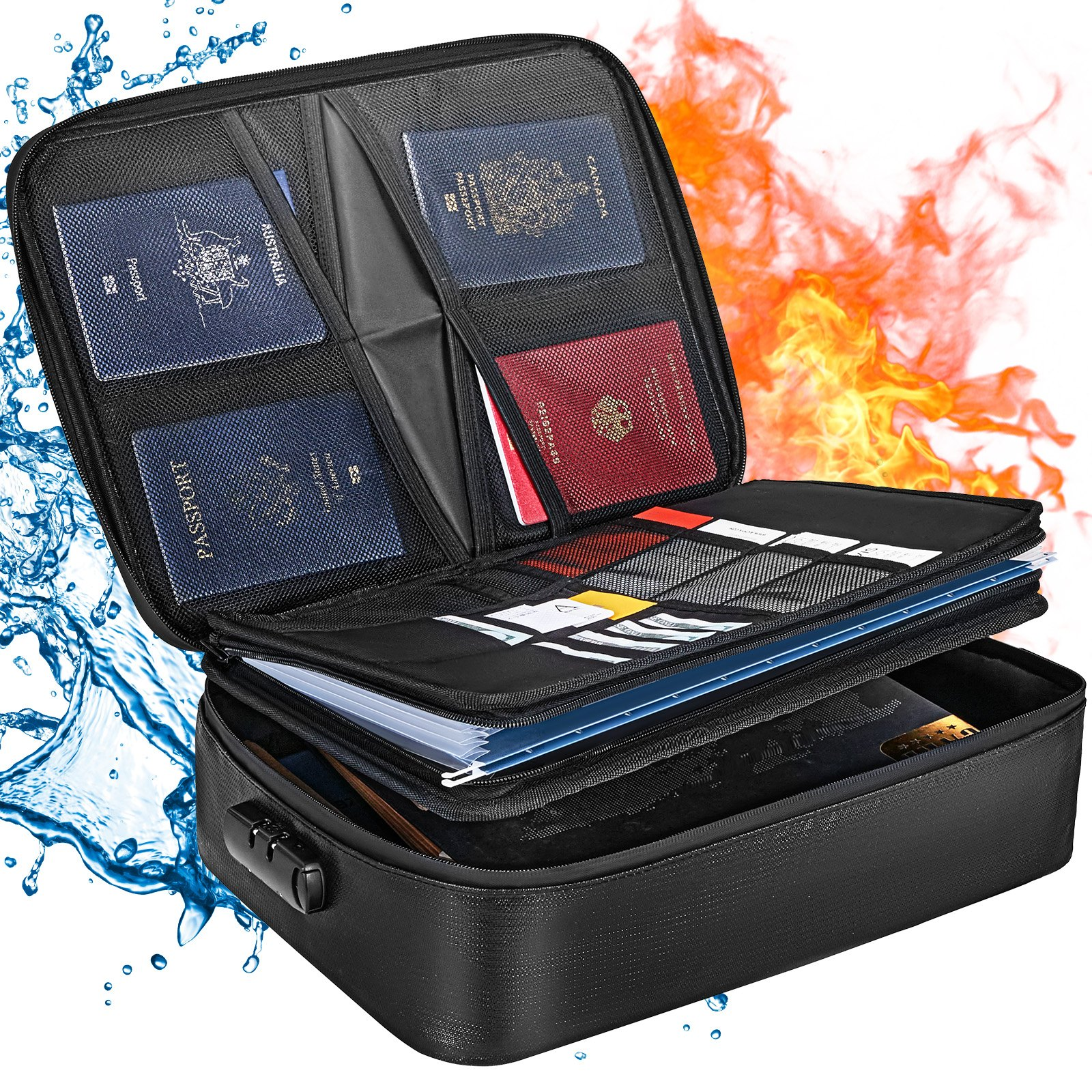 VEVOR Fireproof Document Box, Fireproof Document Bag with Lock 2000℉, 3-layer Fireproof and Waterproof File Box 14.17x10.63x4.13 inch with Zipper, for Money, Documents, Jewelry and Passport - Premium Fireproof Document Bag with Lock 2000℉, 3-layer Fireproof and Waterproof File Box from Concordia Style Boutique - Just $57.60! Shop now at Concordia Style Boutique