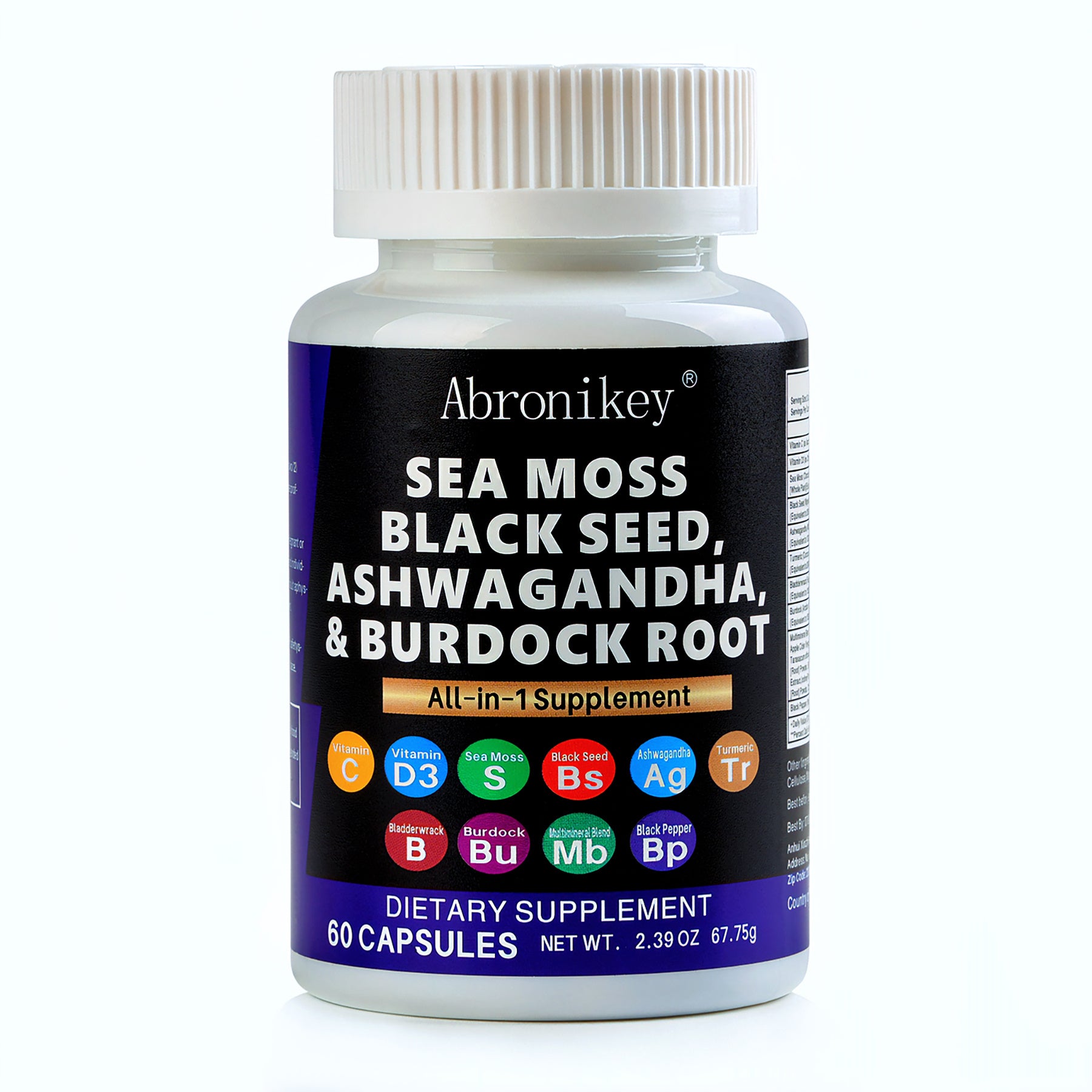 Abronikey Sea Moss 60 Capsules for  Immune Support & Digestive Health - Premium Abronikey Sea Moss 60 Capsules from Concordia Style Boutique - Just $21.76! Shop now at Concordia Style Boutique