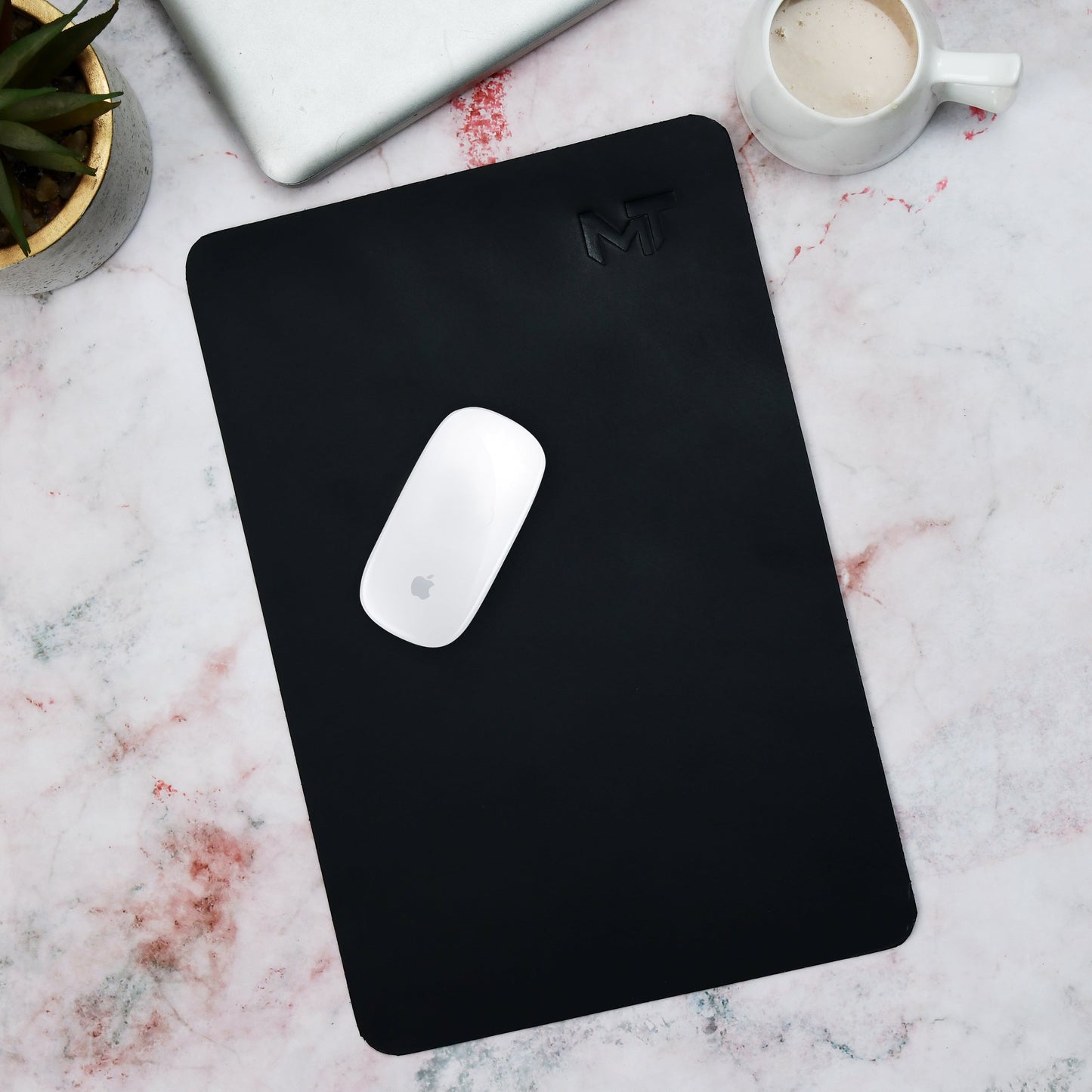 Noir Opulence Black Leather Desk Mat + Mouse Pad - Concordia Style Boutique