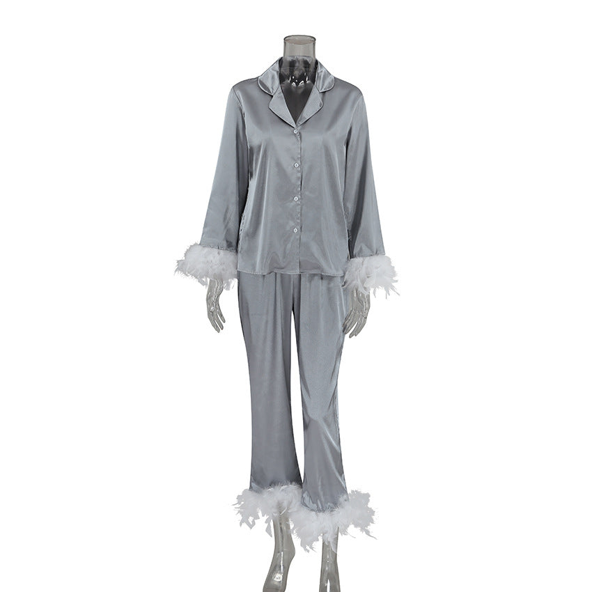 Heavenly Feathered Silk Pajamas in color options - Concordia Style Boutique