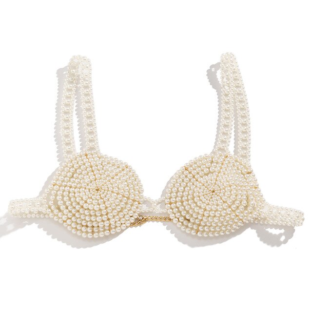 White Beaded Pearl Corset Bra - Premium  from Concordia Style Boutique - Just $81! Shop now at Concordia Style Boutique