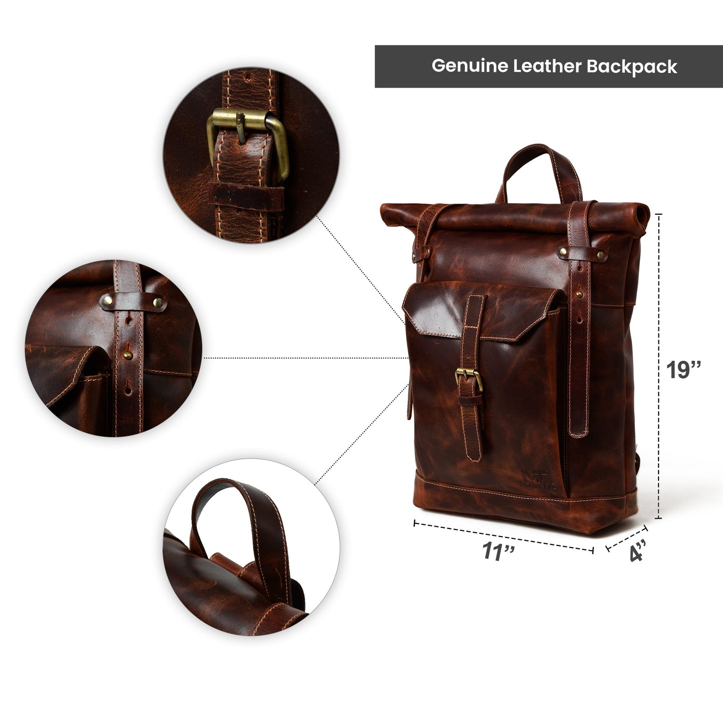 Brown Saddleback Backpack- Roll Top - Concordia Style Boutique