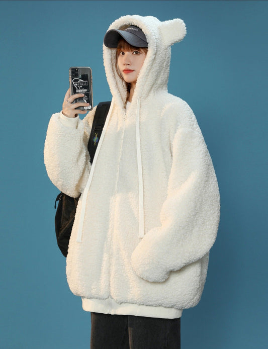 Women's Furry Bunny Ears Winter Jacket - Concordia Style Boutique
