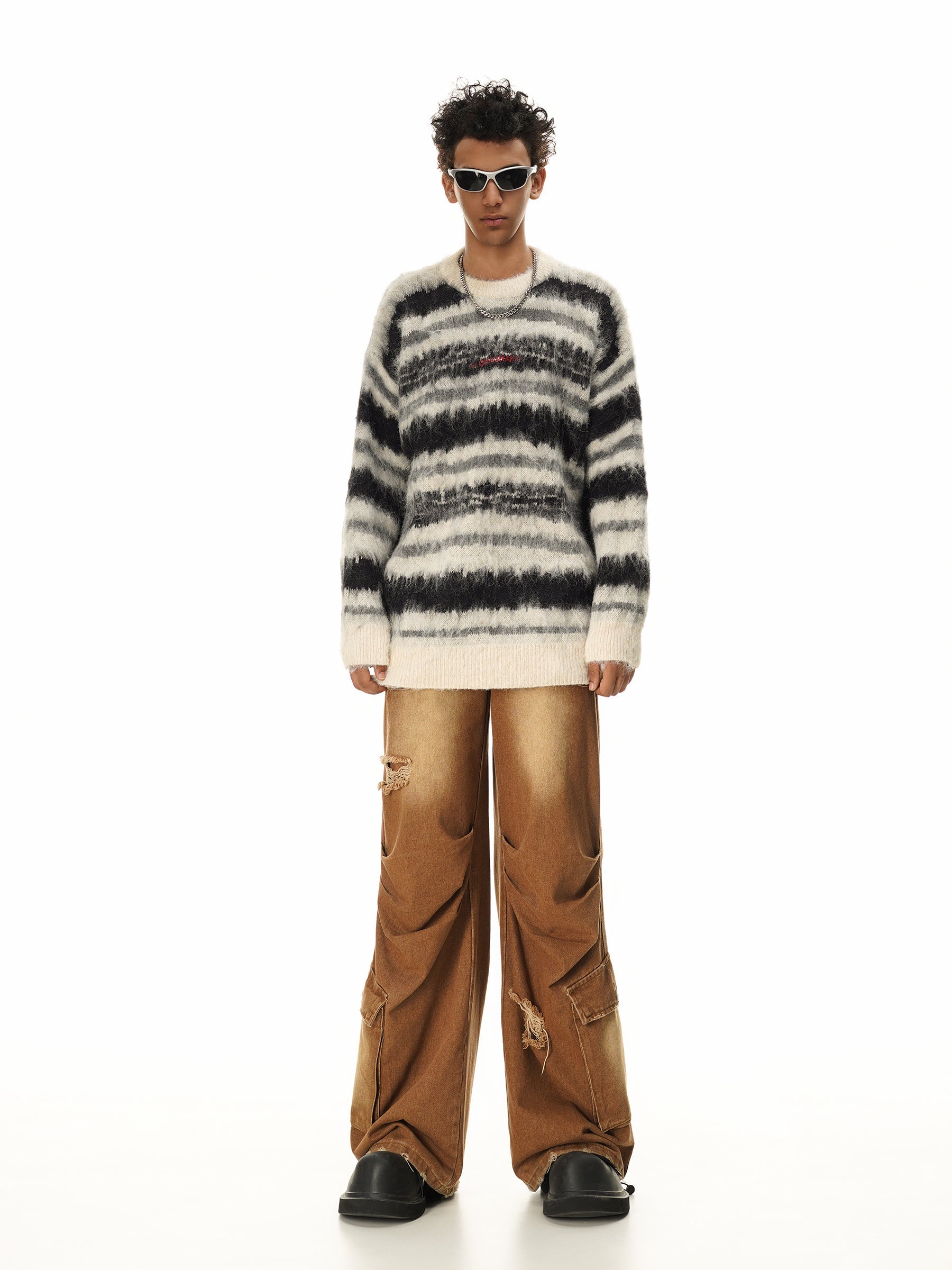 Cream and Black Striped Knit Sweater - Concordia Style Boutique