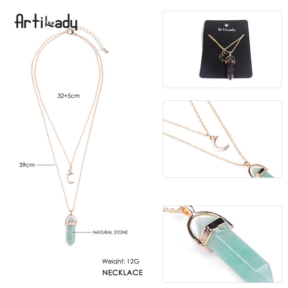 Artilady Natural Opal Stone Moon Choker Necklace – Elegant Crystal Pendant Jewelry - Concordia Style Boutique
