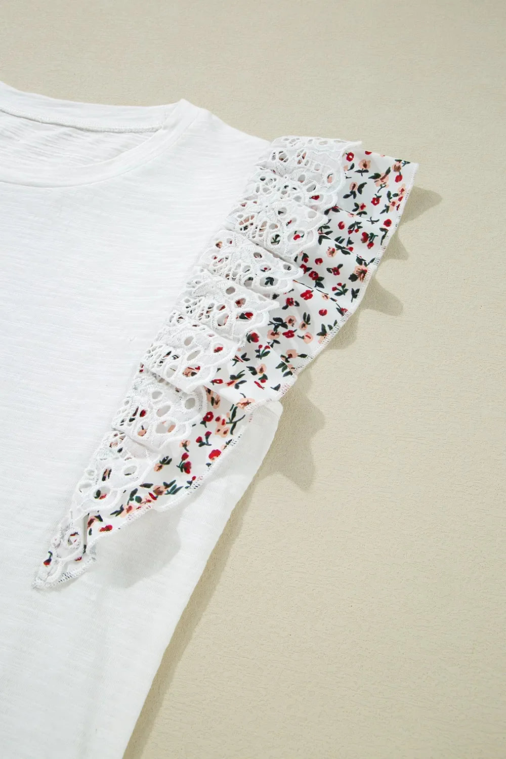 Floral Lace Eyelet Patched Butterfly Sleeve Blouse - Concordia Style Boutique